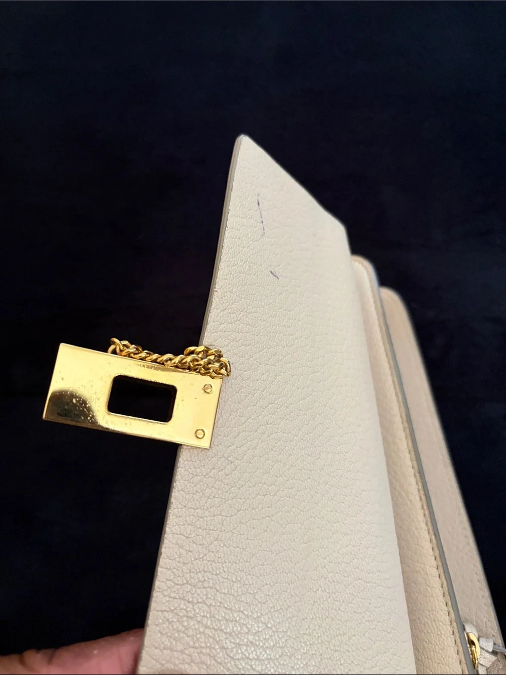 Chloe Cream Leather Chain-Accent wallet
